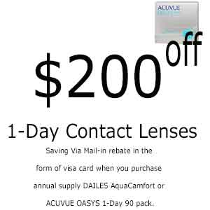 $200 Off Contact Lenses One Day